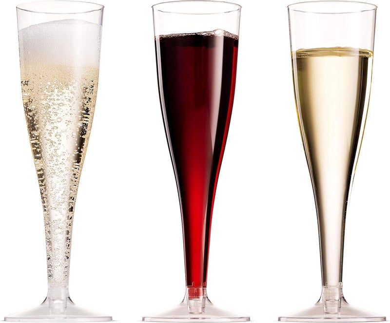 Munfix 30 Pack Disposable Clear Plastic Champagne Flutes - 5 Oz Toasting Glasses for Wedding Party, Cocktail, Mimosa - Image 3